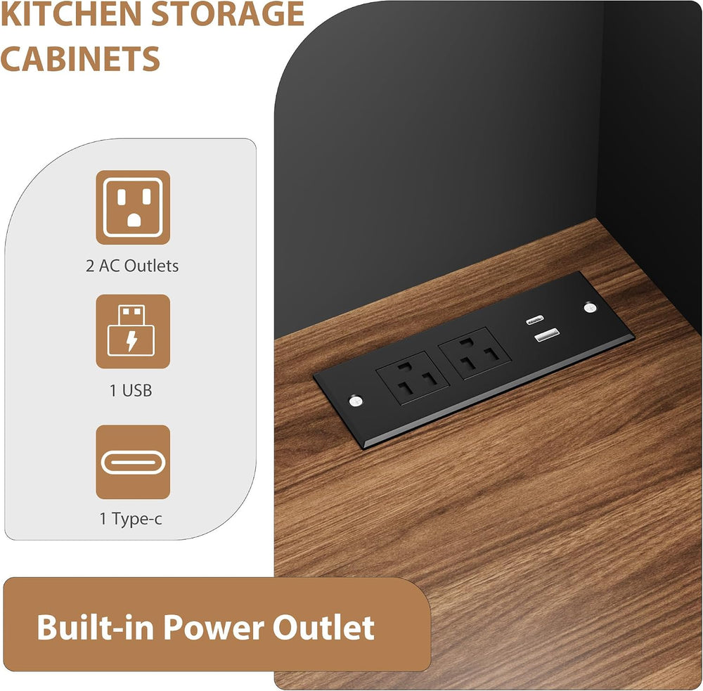 GarveeHome Pantry Cabinet with Charging Station, Tall Kitchen Pantry Storage ...