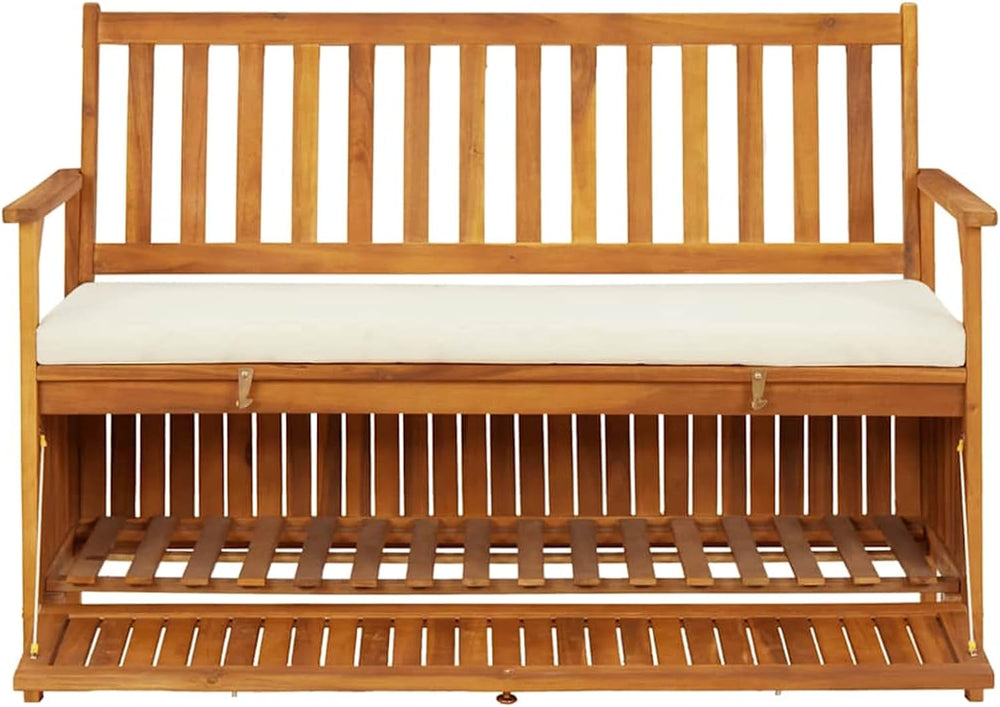 Gecheer Storage Bench Rustic Solid Acacia Wood 120x63x84 cm for Garden Outdoo...