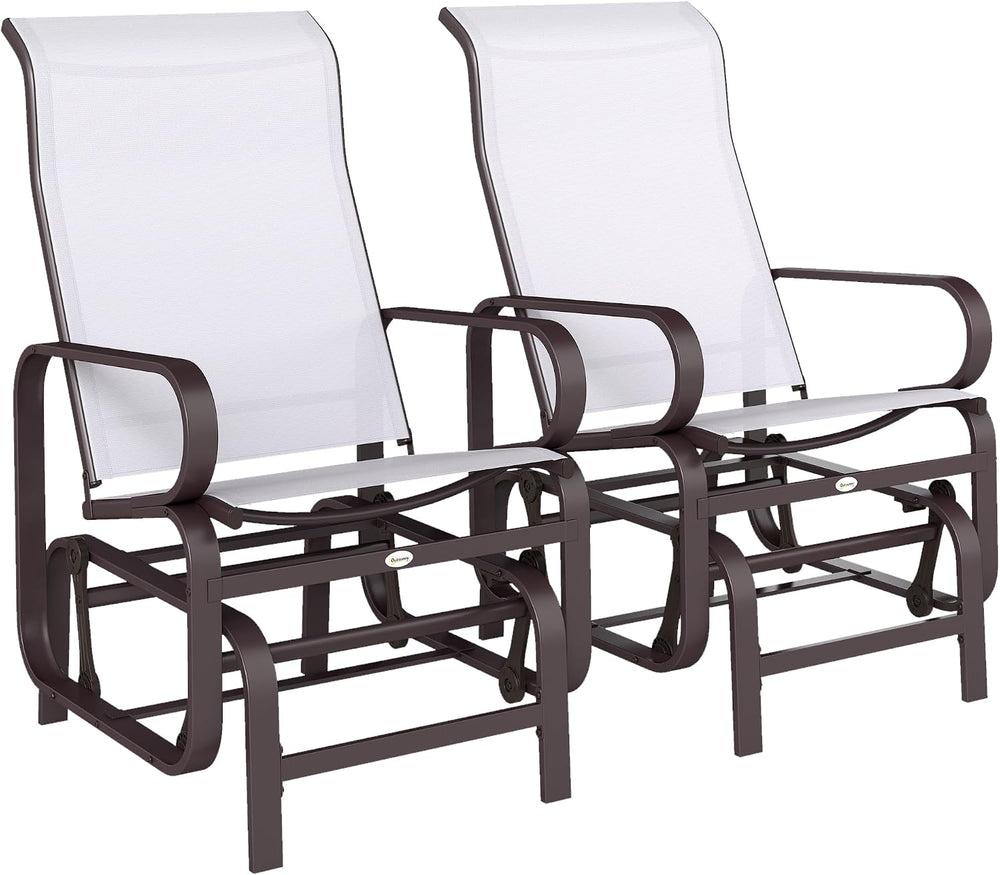 Outsunny Outdoor Glider Chair Set of 2, Smooth Gliding Mechanism, Beige