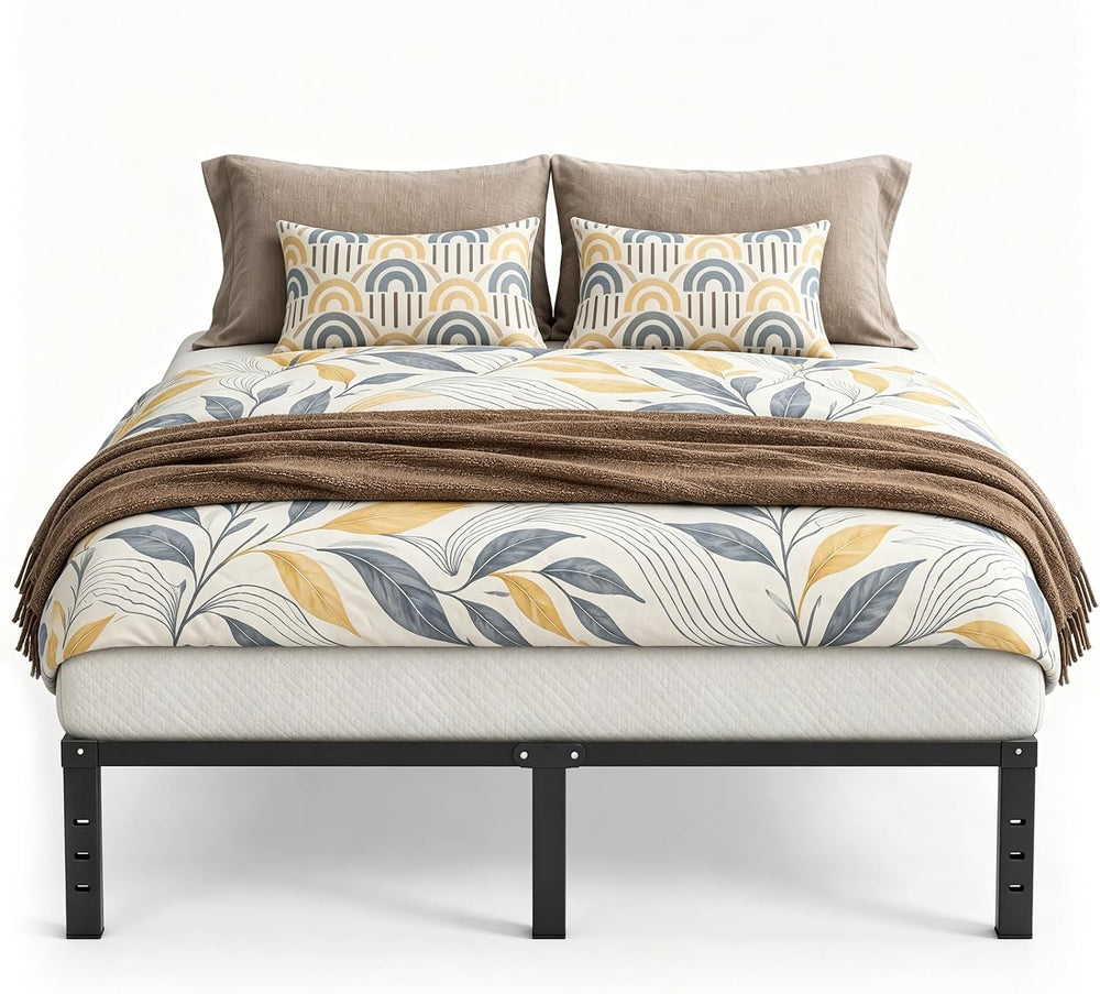 14 In Queen Bed Frame, Metal Platform Bed 15-Minute Solo Setup