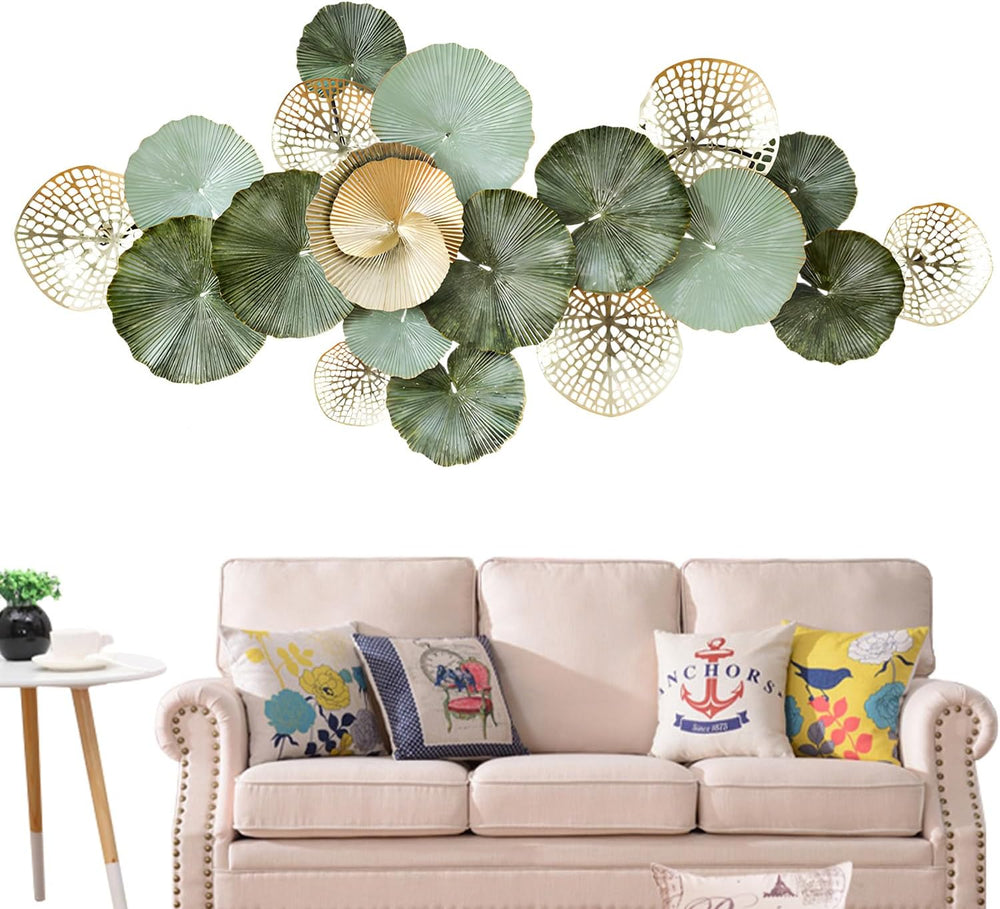 edaknez 53" Large Metal Wall Art, 3D Lotus Leaf Wall Decor for Living Room
