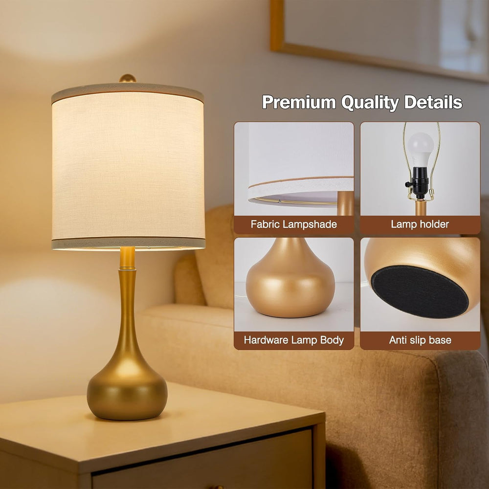 23" Farmhouse Table Lamp Set of 2 for Living Room Bedroom,Golden
