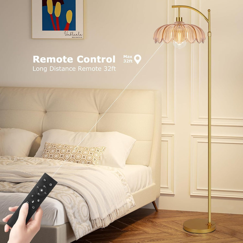 Arc Floor Lamp with 3 Color Temperatures,Gold Floor Lamp with Remote & 3 ...