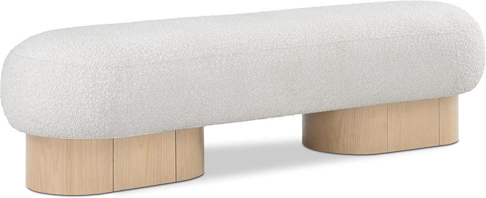 Meridian Furniture 22001Cream Robertson Collection Art Deco Bench with Luxuri...