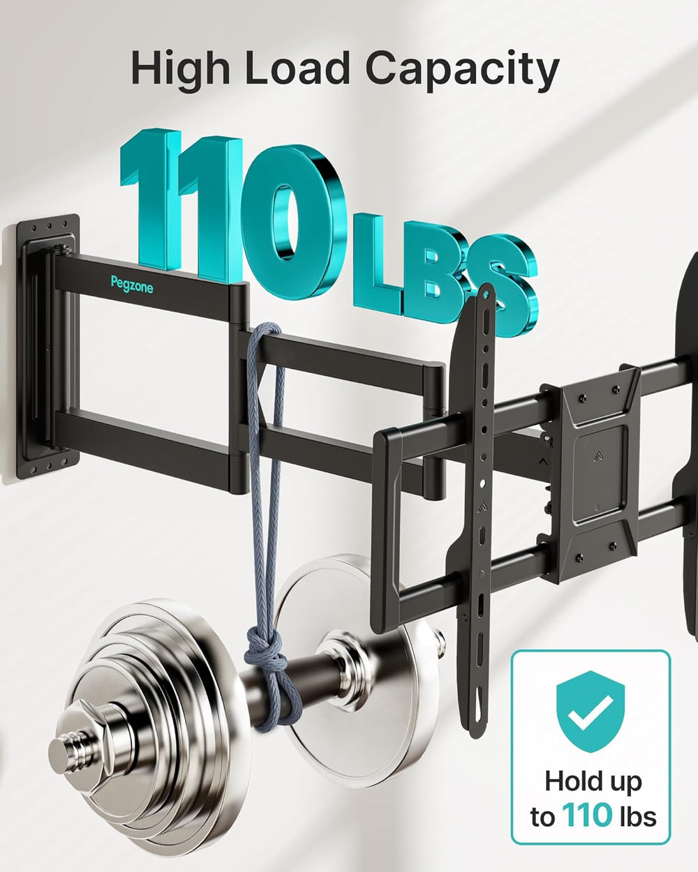 Pegzone Long Arm TV Wall Mount for 37-86 Inch TVs, 38 Inch Extra Long Extensi...