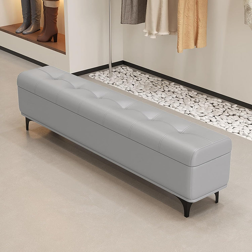 Modern Bedroom Bench with Storage Space, Hallway Seat Chest with Shoe Rack, U...