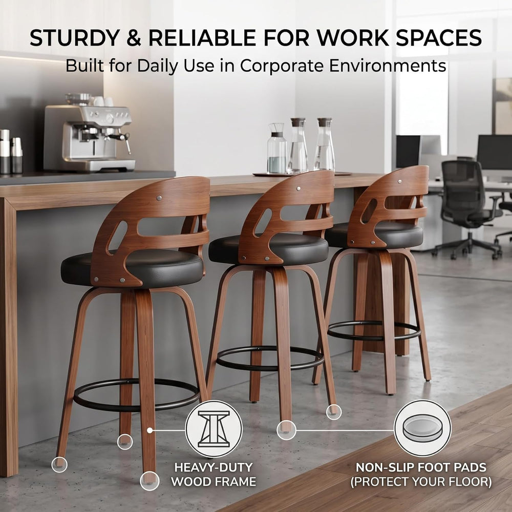 26 Inch Swivel Bar Stools Set of 2, Upholstered Bar Chairs for Kitchen Island...