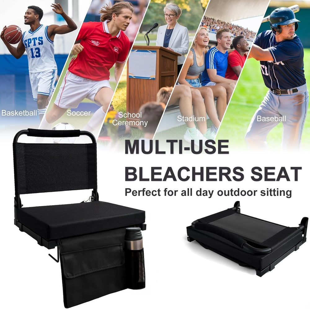 Stadium Seats for Bleachers with Back Support, 2 Pack Folding Bleacher Chairs...