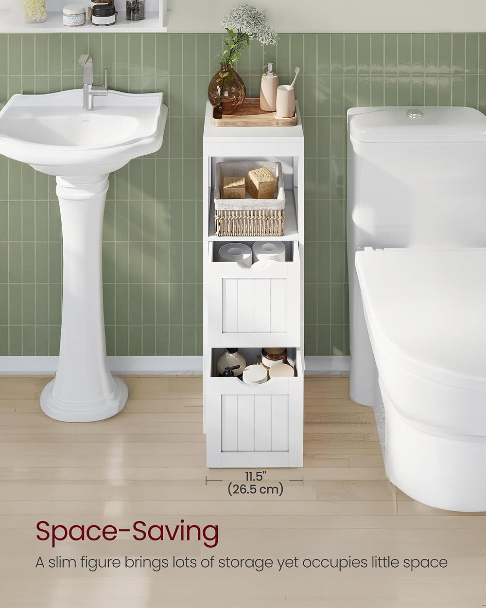 VASAGLE Storage Cabinet, Storage Organizer Rack Stand for Bathroom, Living Ro...