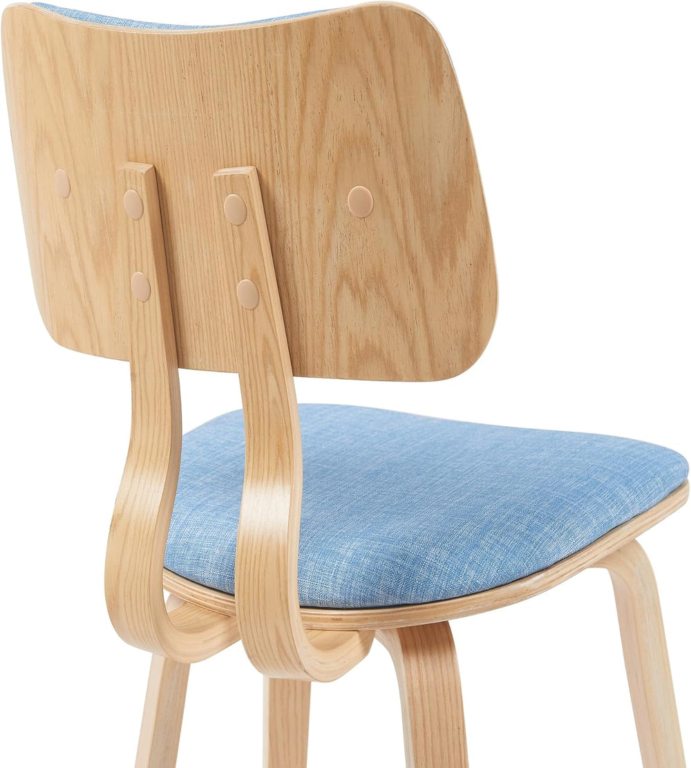 Armen Living Jaguar Mid-Century Dining Chair with Light Blue Fabric Upholster...