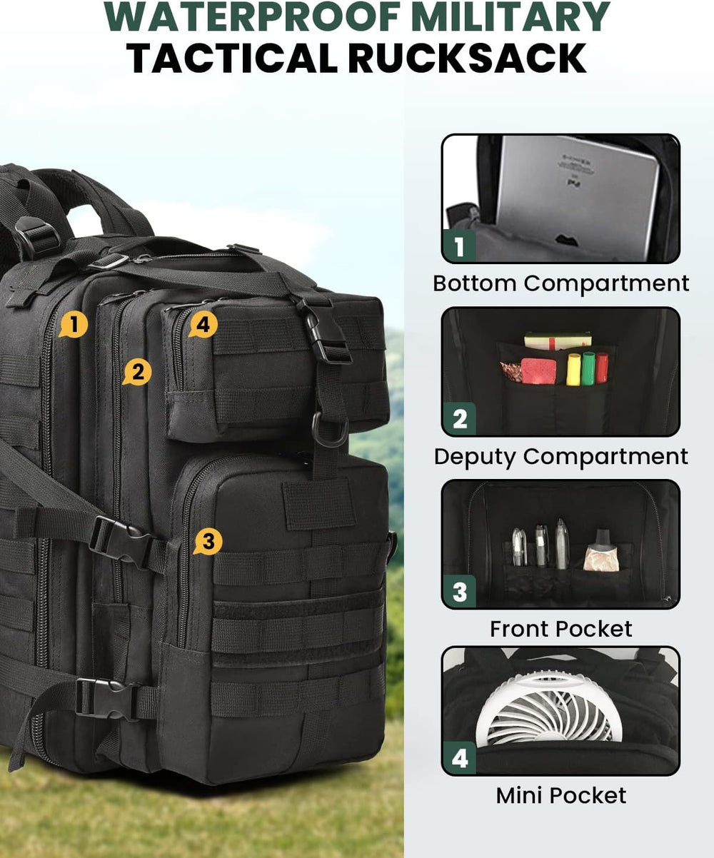 Vihir Multi-Purpose Military Tactical Backpack for Hiking, Everyday Use, Emer...