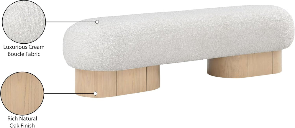 Meridian Furniture 22001Cream Robertson Collection Art Deco Bench with Luxuri...