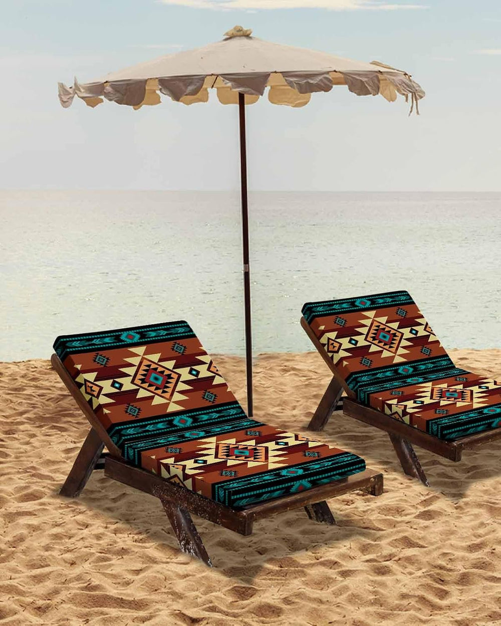 South West Red Indoor Outdoor Couch Cushion Covers Replacement 2 Pack, Native...