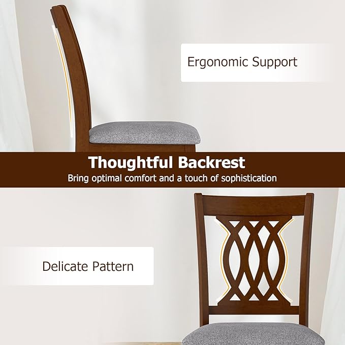 Giantex Upholstered Dining Chairs Set of 4, Farmhouse Fabric Side Chairs w/Cu...