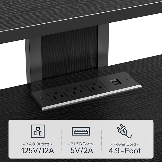 HOOBRO 4-Tier AV Media Stand, Media Console with Charging Station and LED Lig...