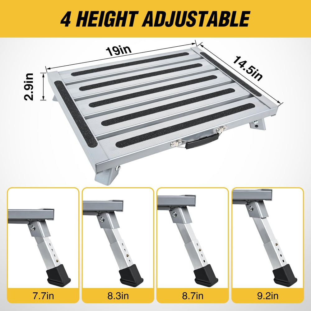 Nilight RV Step Stool Aluminum Folding Platform Steps 19x14.5 4 Level