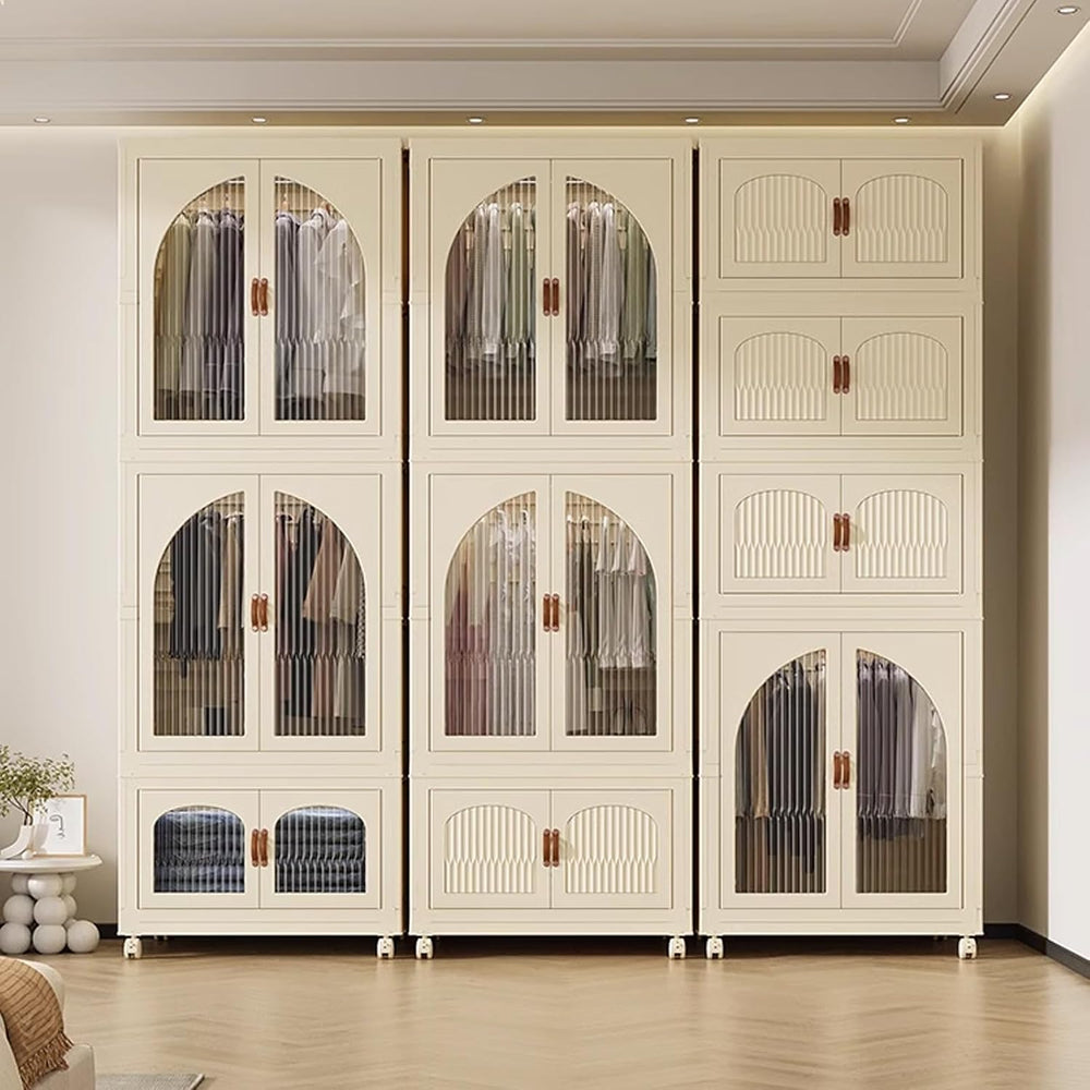 Heavy Duty Clothes Rack - Portable Foldable Wardrobe with Hanging Space on Wh...