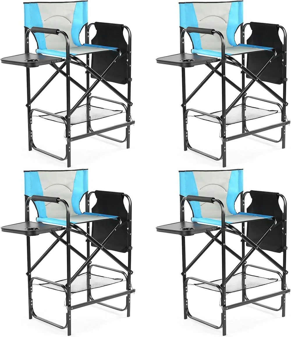Outvita 4 Piece 31" Tall Directors Chair Height Seat Folding with Side T...