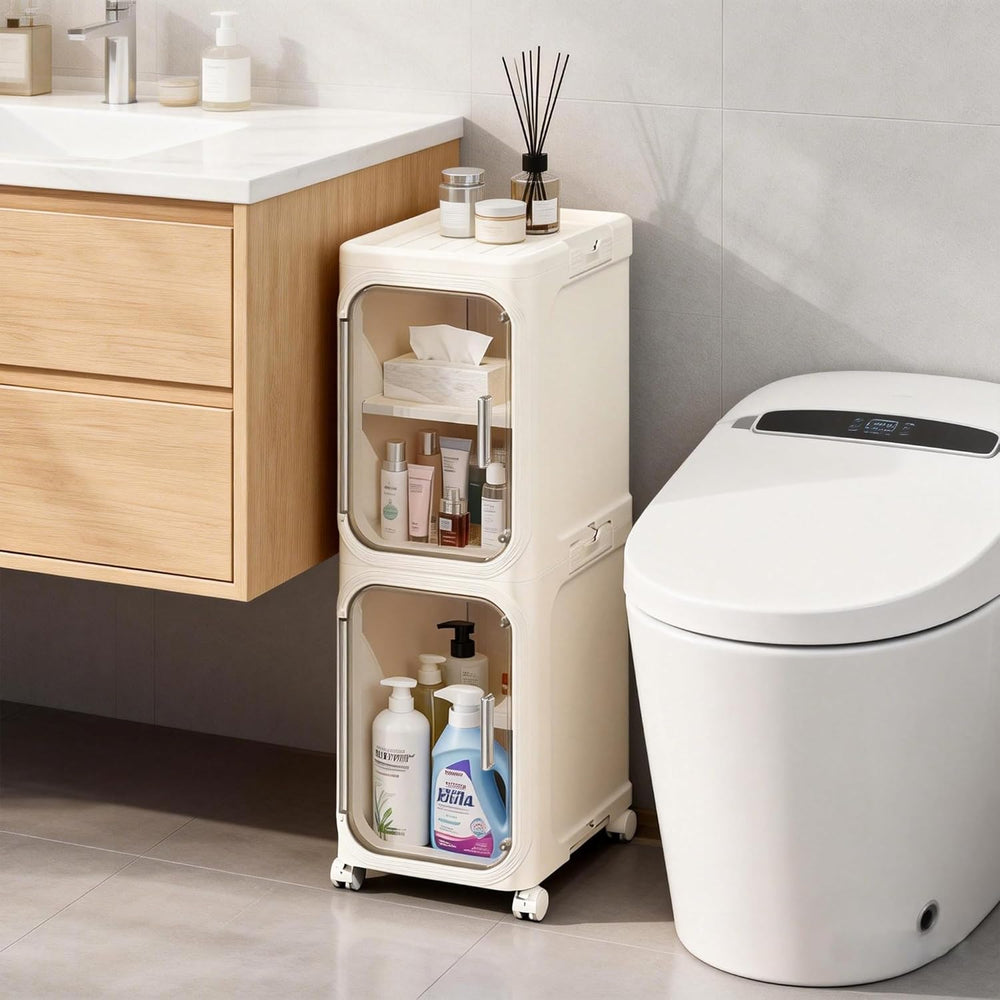 LXLXXL Narrow Storage Cabinet Slim Bathroom Storage Cabinet with Movable Whee...