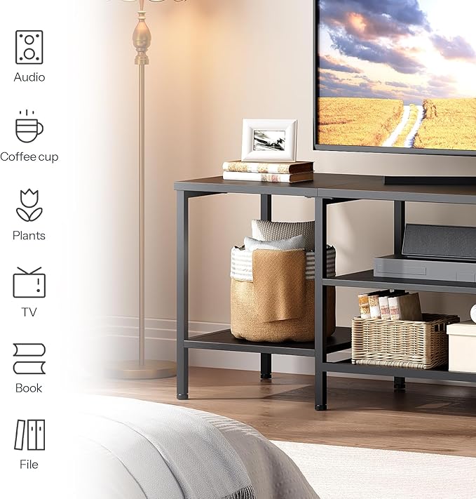 HOOBRO TV Stand with Power Outlets to 65 Inches, TV Console Table with Open S...