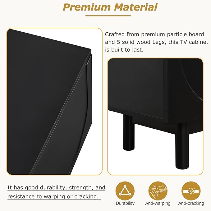 Ball & Cast Modern TV Stand with Arch Cabinets for TVs up to 78", Mi...