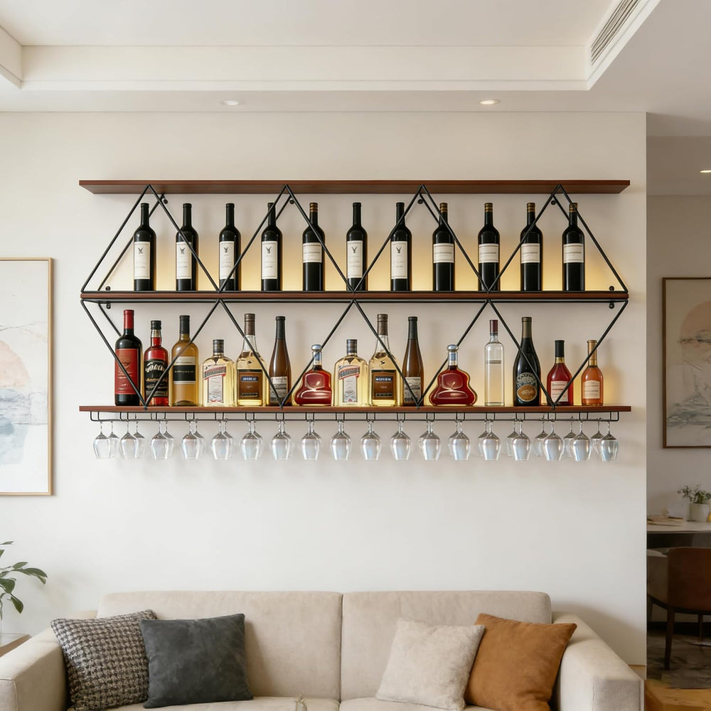 Ceiling Wine Glass Rack, Industrial Wall Mounted Wine Rack, Hanging Wine Rack...