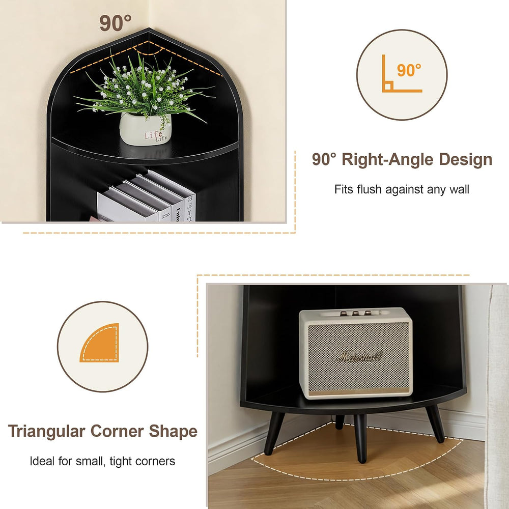 VECELO Large Corner Shelf - 66.93" Tall 4-Tier Organizer, Modern Corner ...