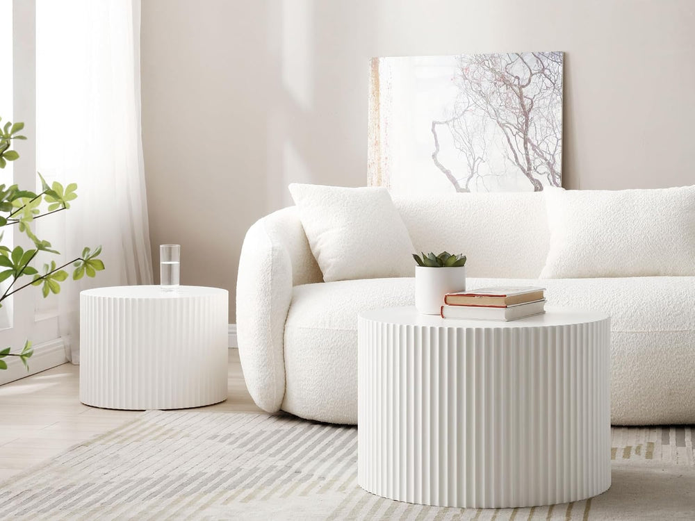 Nesting Coffee Table Set of 2 Round Coffee Tables Cocktail Table End Table Dr...