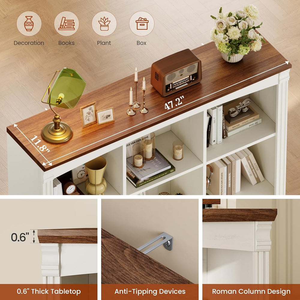 47.2''x47.9'' Wooden 9 Cube Storage Organizer Bookcase, Long ...