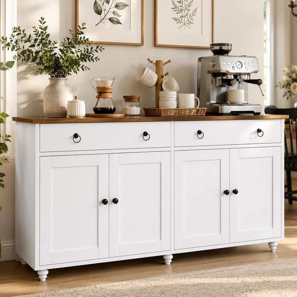 4 EVER WINNER 55" Buffet Cabinet with Storage and Drawers, Large Sideboa...