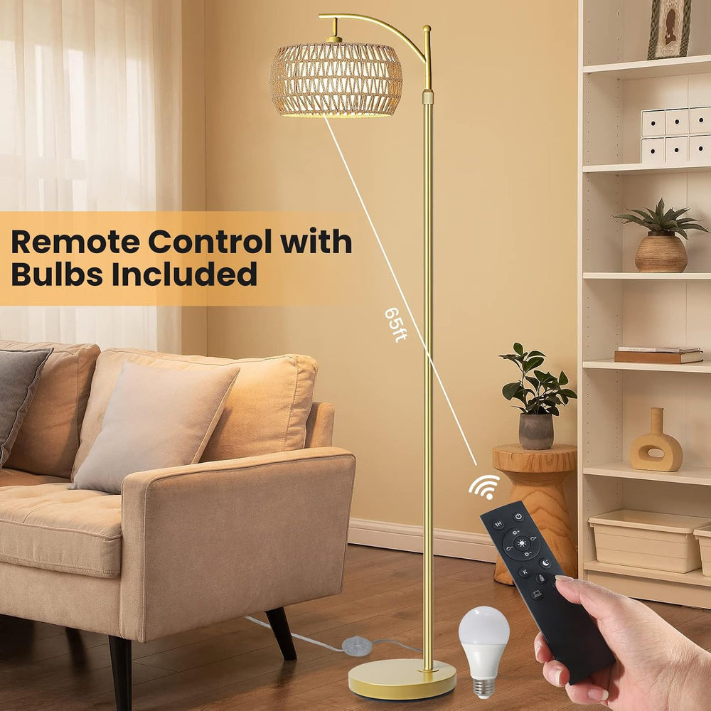 Yusist Arc Floor Lamp for Living Room,Farmhouse Floor Lamps with Remote Contr...