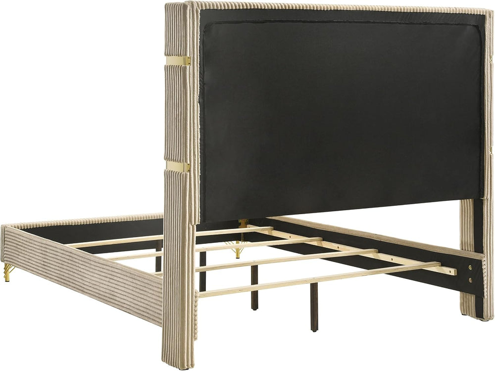 Coaster Home Furnishings - Lucia - Wood - Wingback Queen Panel Bed with Gold ...