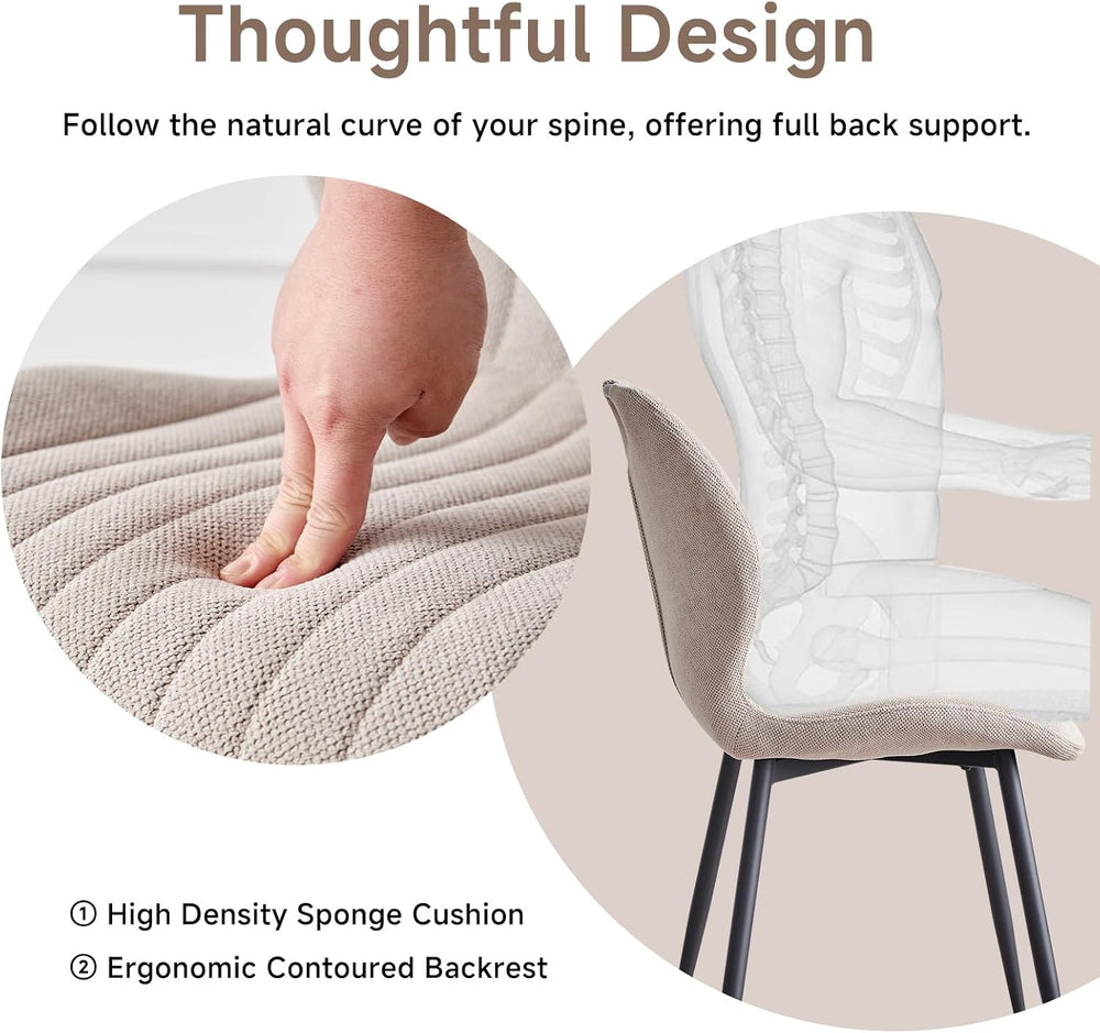 Dining Chairs Set of 4, Upholstered Living Room Chairs Modern Fabric Wingback...