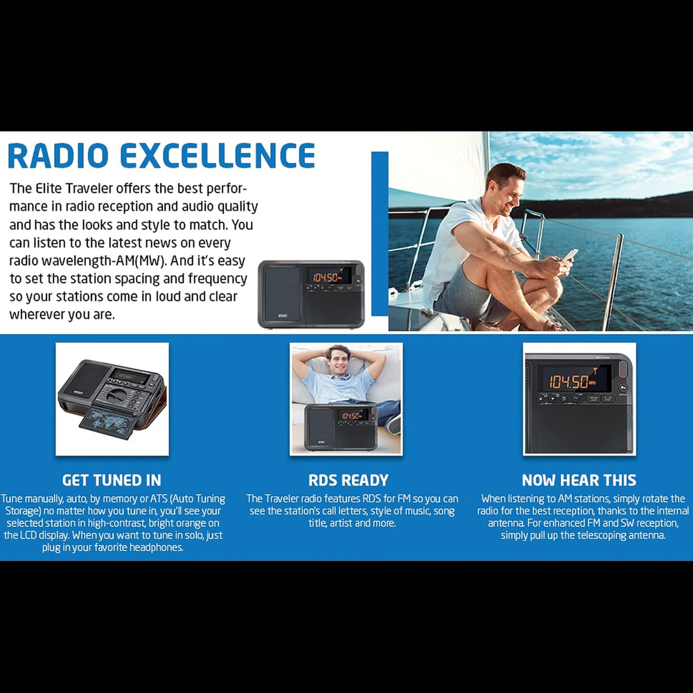 Eton Elite Traveler AM/FM, Longwave, Shortwave Radio with RDS, World Clock, 5...