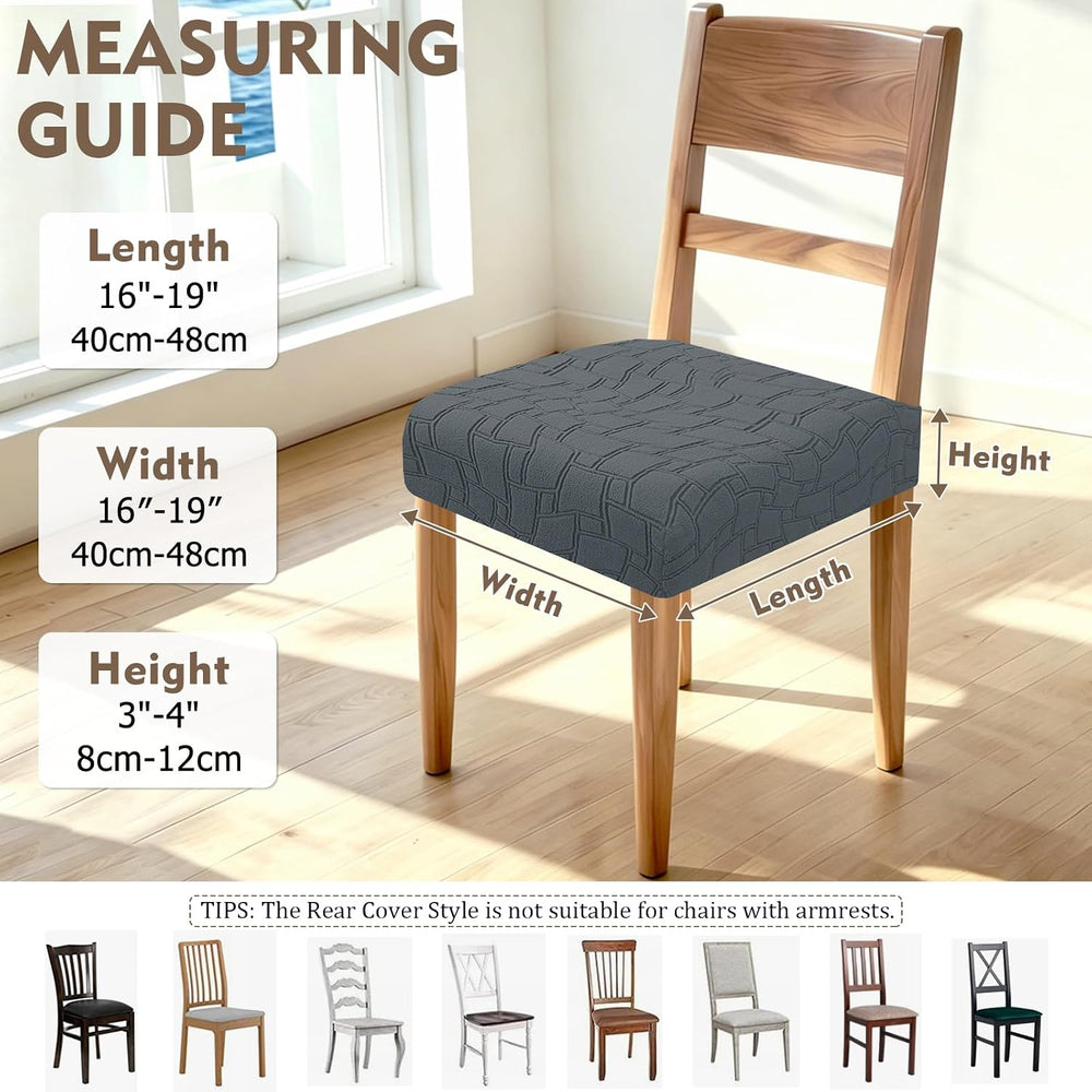 ZNSAYOTX Waterproof Dining Chair Seat Covers Set of 6, Stretch Fit Seat Slipc...