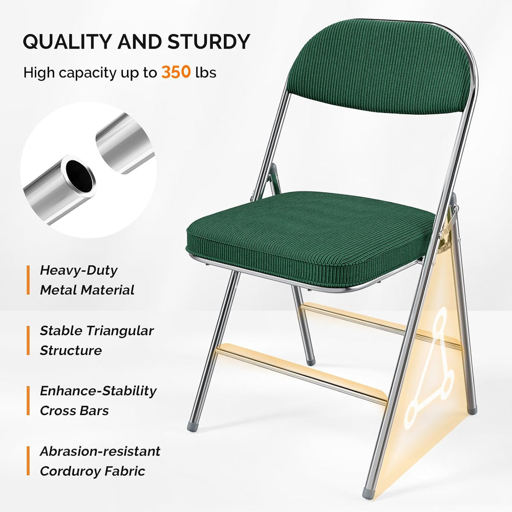 VINGLI Folding Chairs with Padded Seat & Backrest, Metal Frame, Durable C...