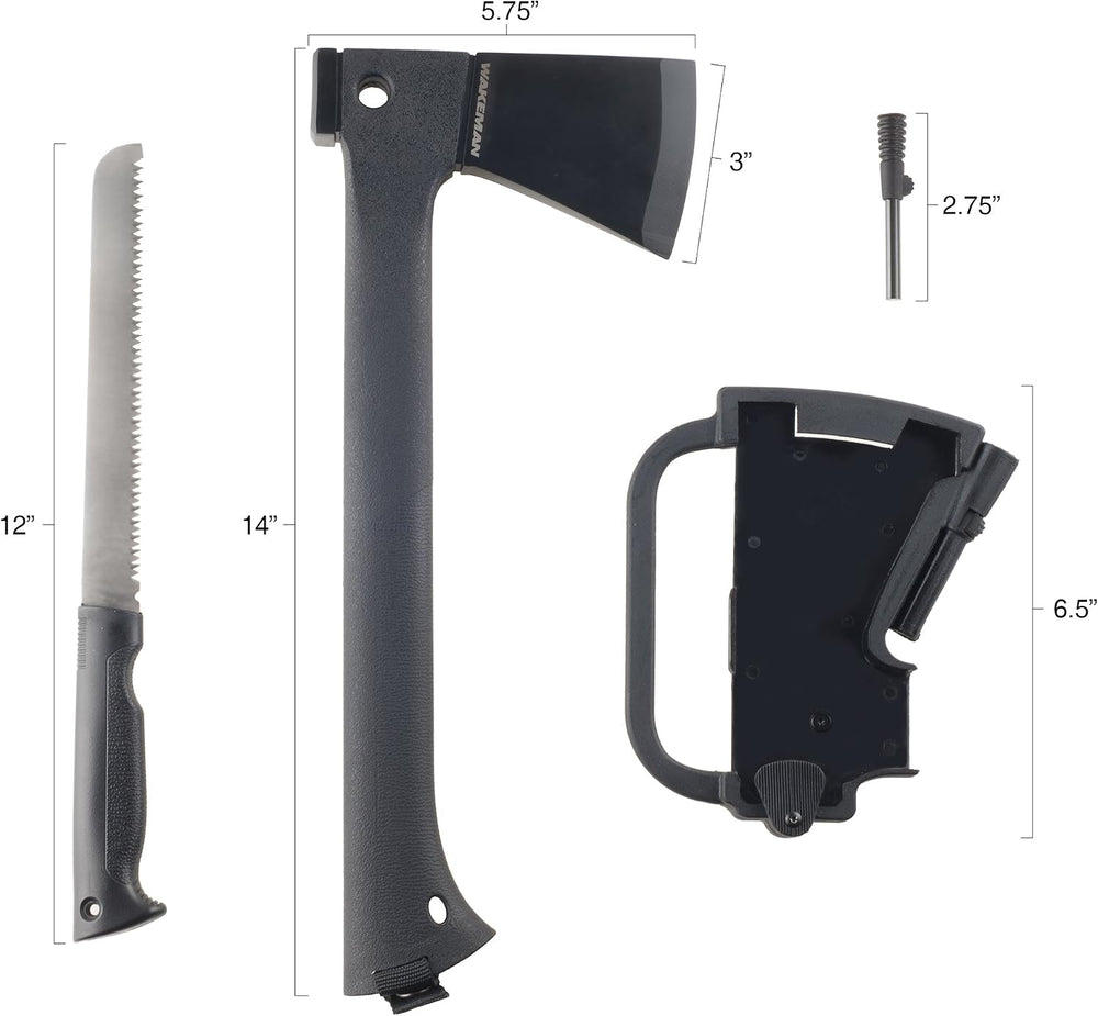 Camping Hand Axe and Survival Gear - Lightweight Hatchet with Nested Serrated...
