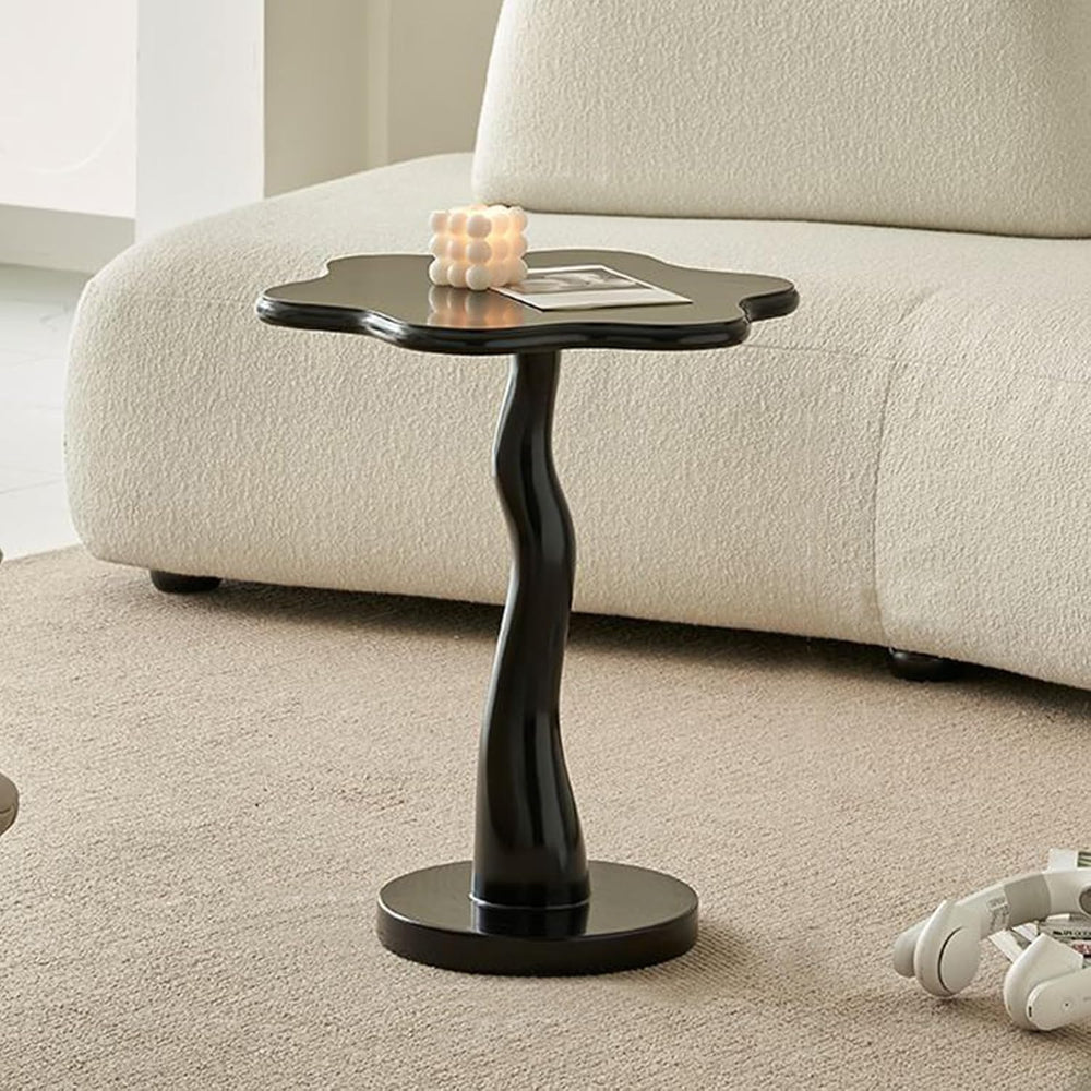 Flower Shape Sofa Side Table, Tray Top Wood Small End Table, Elegant Round Pe...