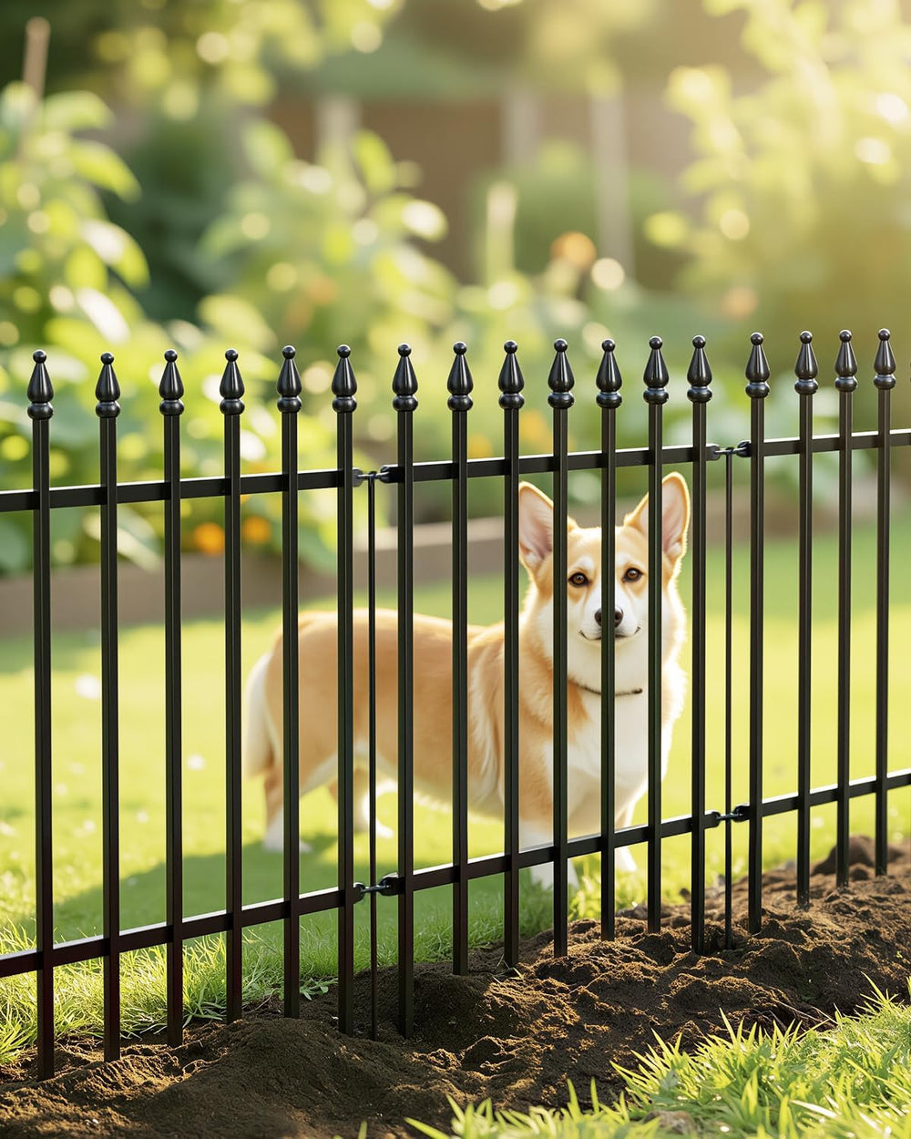 ARIFARO 5 Panels Metal Garden Fence 24" H x 24" W, Decorative Fence...