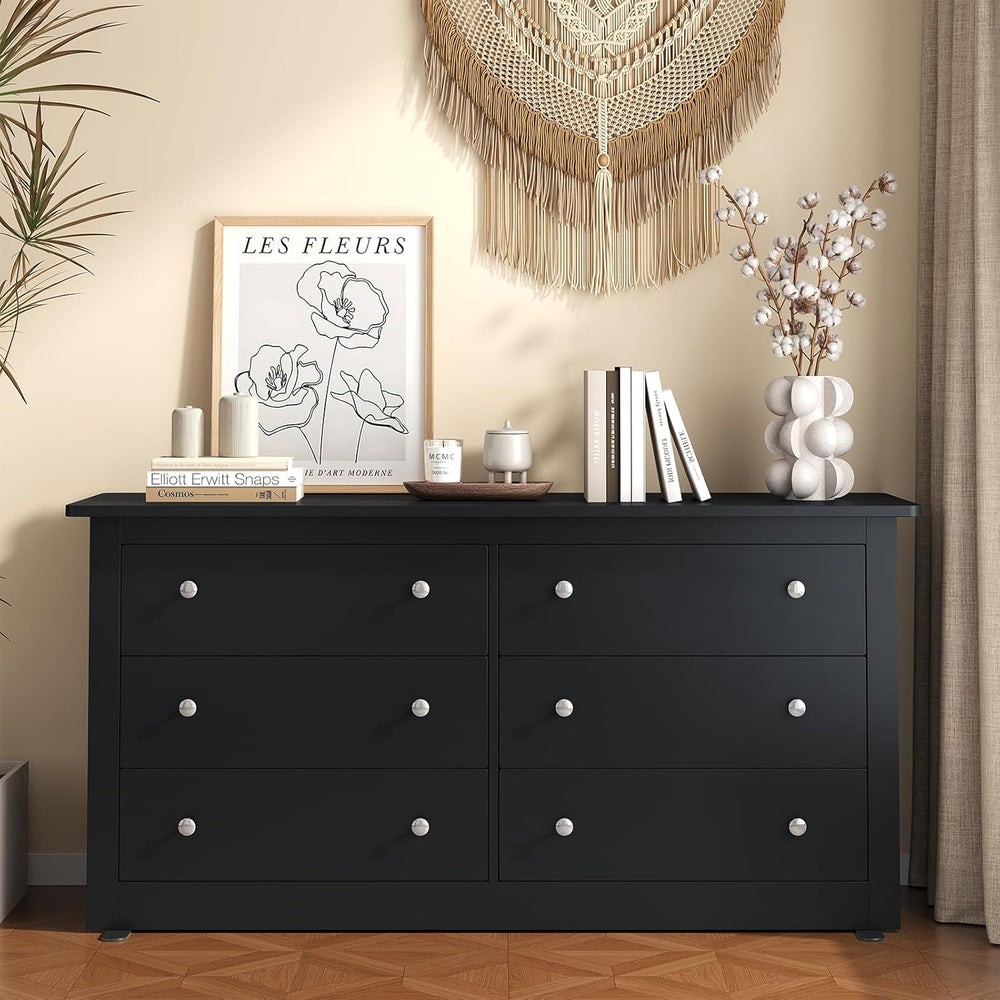 DUMOS Home Storage for Living Room, Wood Cabinet with 6 Drawers, 59" Wid...