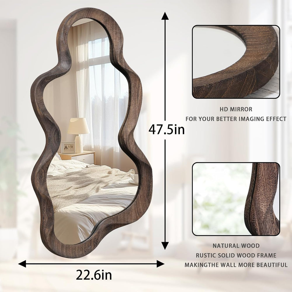 Asymmetrical Mirrors for Wall Unique Cloud Wood Frame Irregular Mirror
