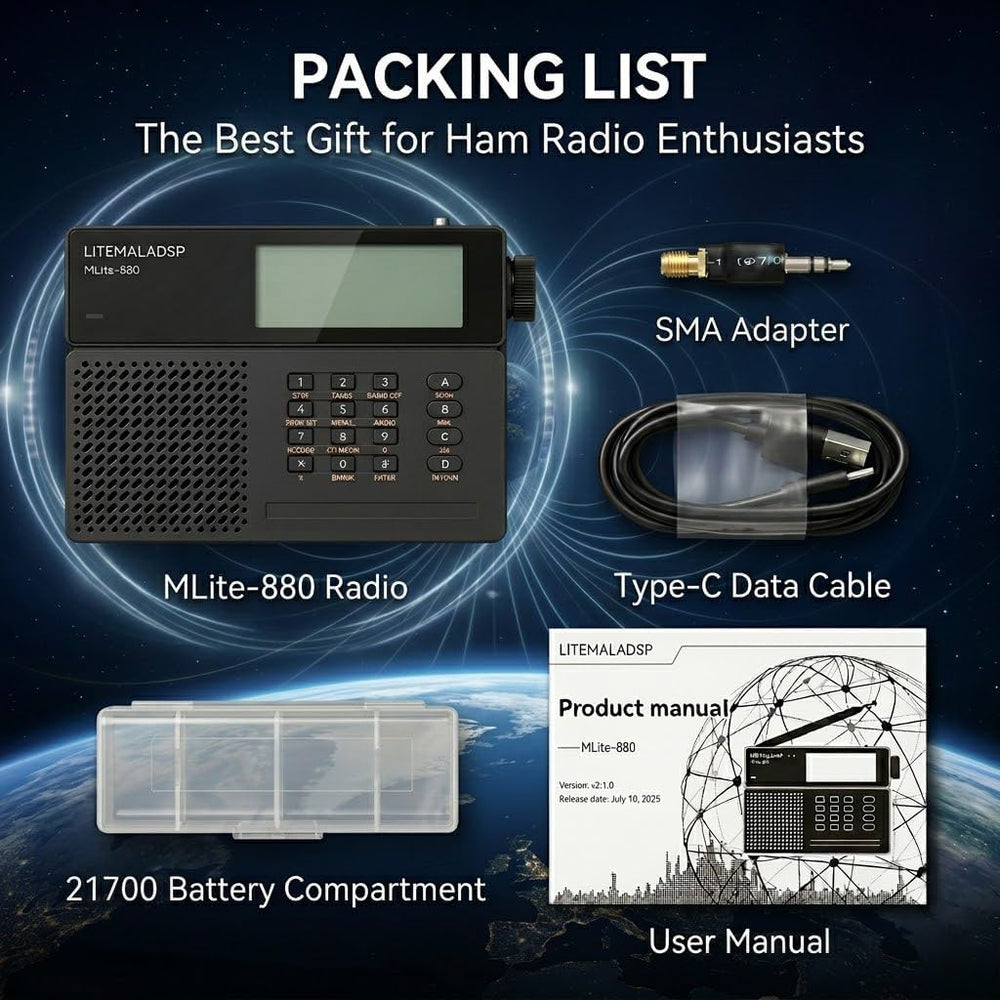 MLite-880 Portable DSP/SDR Shortwave Radio with Spectrum Display