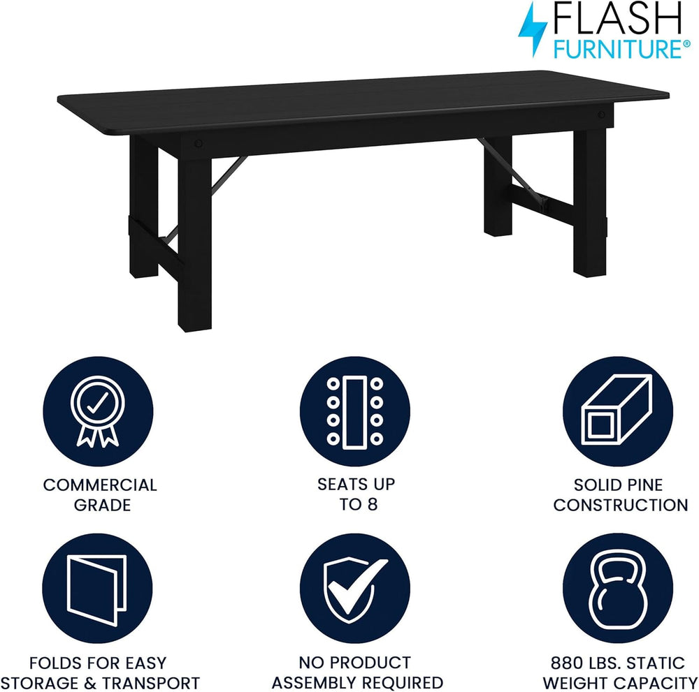 Flash Furniture Hercules Commercial Rectangular Farmhouse Folding Table, Anti...