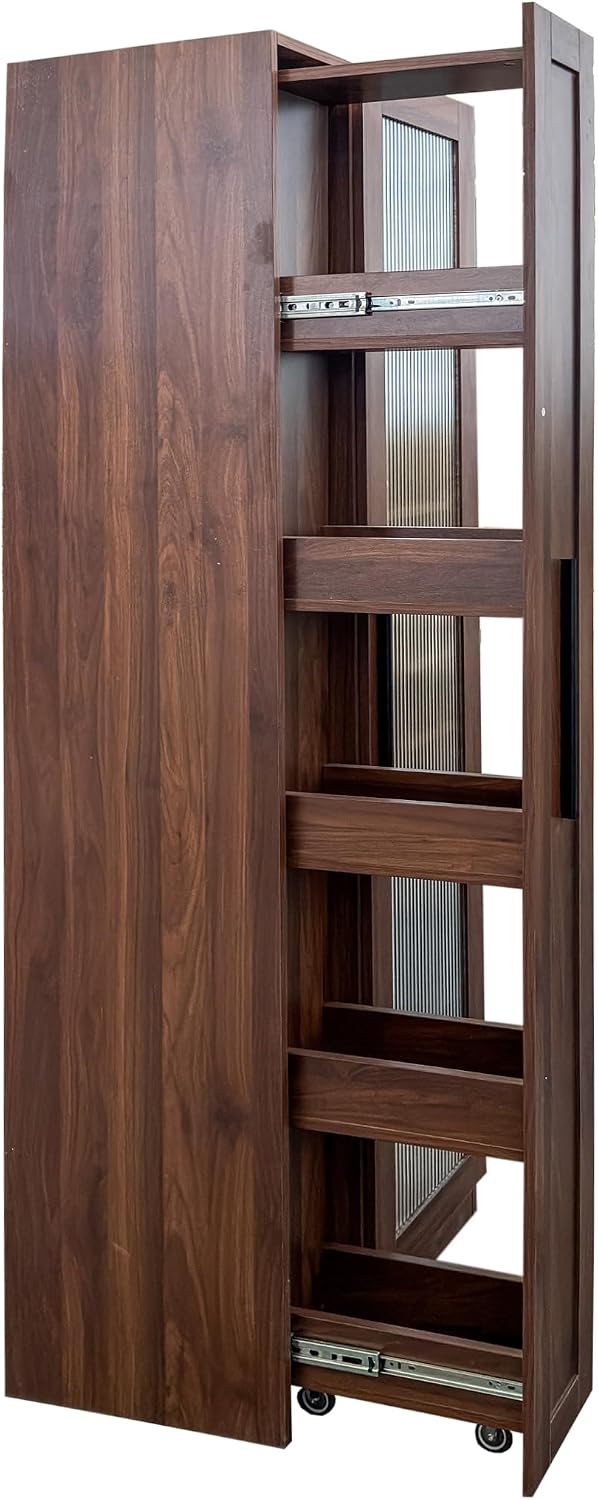 ZeHuoGe Kitchen Pantry Cabinet with Multi-Functional Pull-Out Multi-Tier Stor...