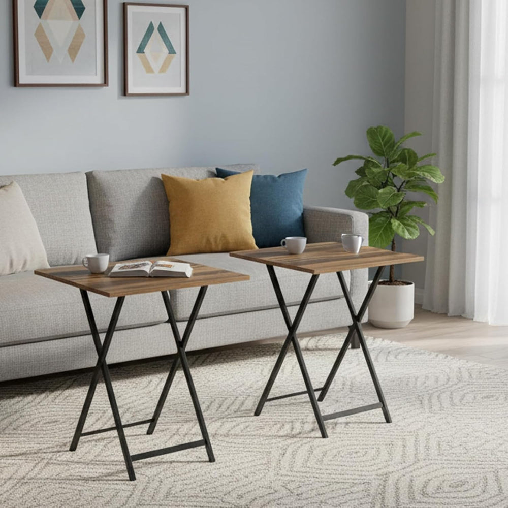 Folding TV Tray Table, Set of 2 Small Table, TV Dinner Table, Snack Tray Tabl...