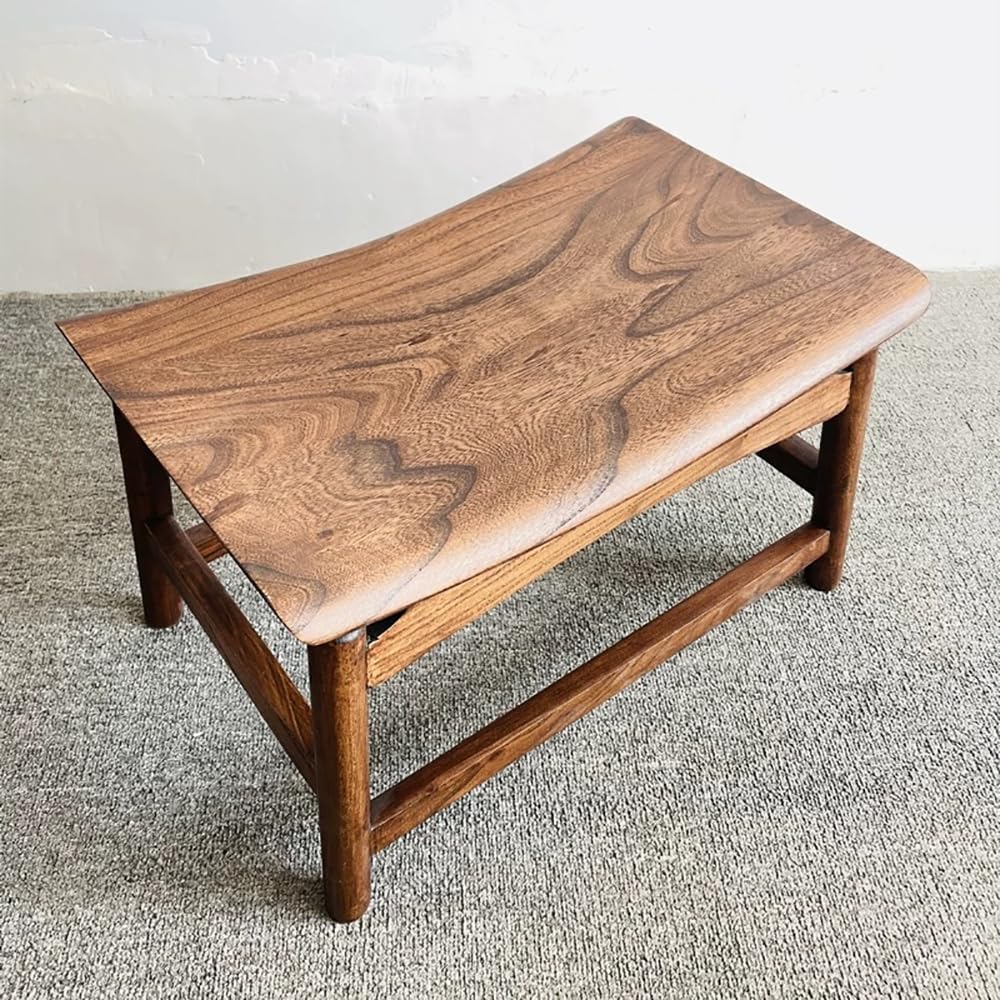 Solid North Elm Wood Shoe Changing Stool, Hand-Carved, Waxed Finish, Jointed ...