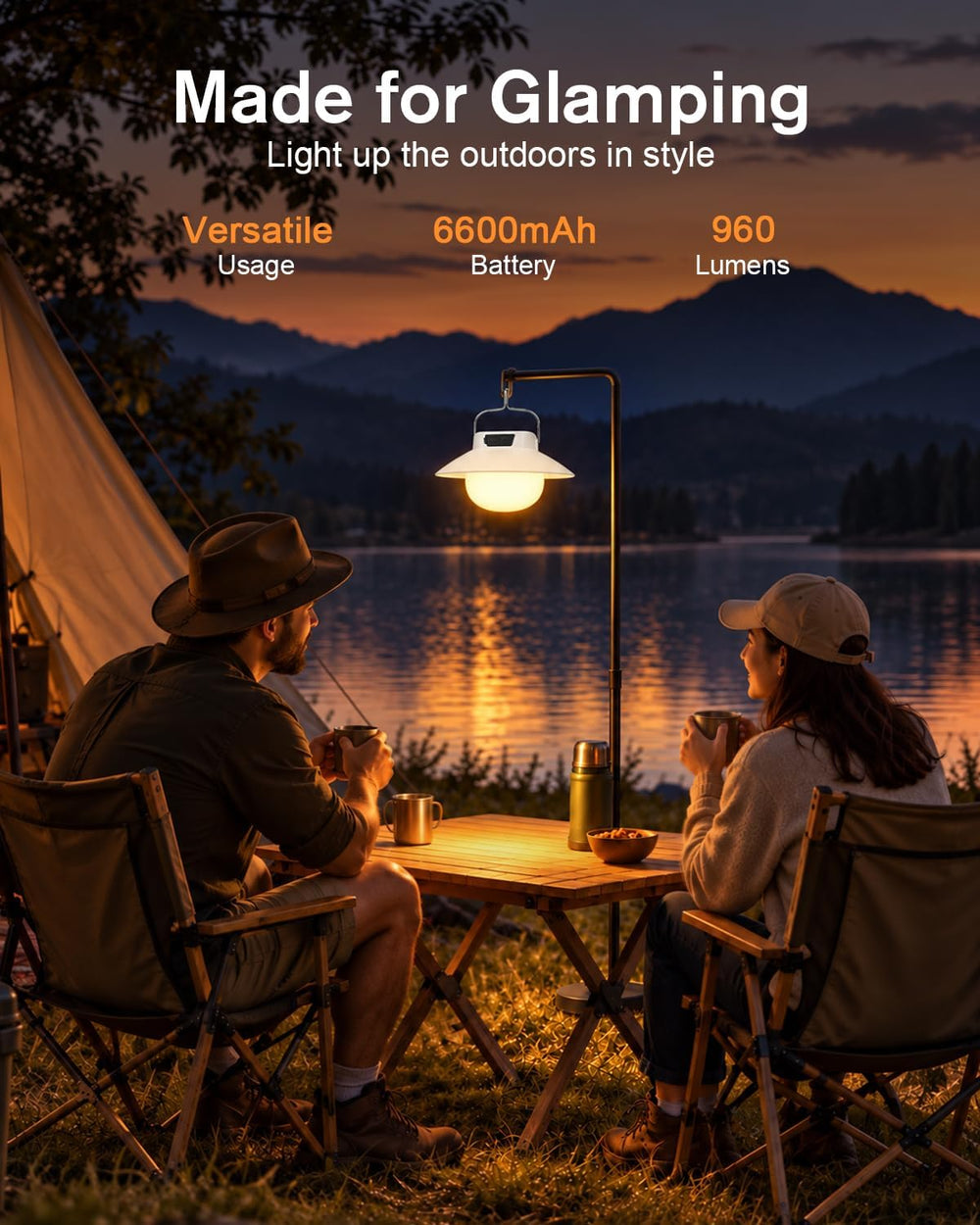 Rechargeable Camping Lantern, 960 Lumens LED Camping Light with Magnetic Base...