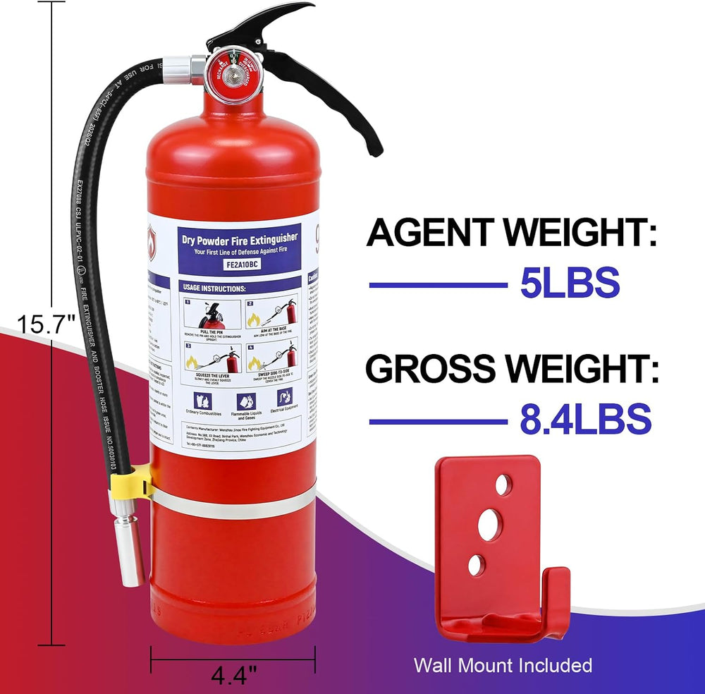 1PACK 5lb Dry Chemical Fire Extinguisher 2-A: 10-B: C Fire Extinguishers