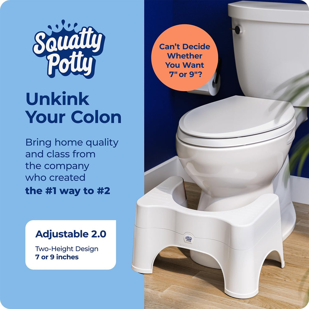 Squatty Potty Adjustable 2.0 Bathroom Toilet Stool 7 inch & 9 inch. - White