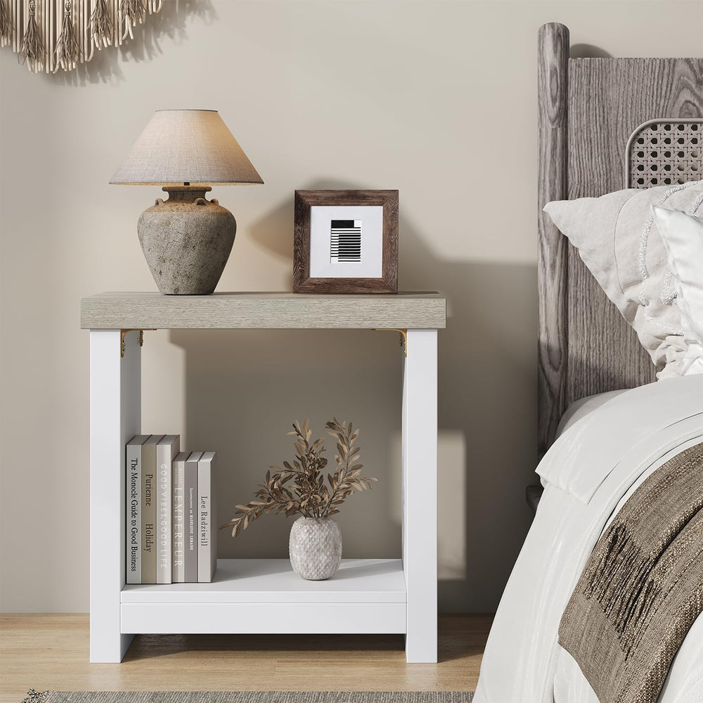 End Tables Set of 2 for Living Room, Narrow Side Tables with Storage Shelves,...